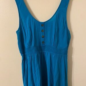Torrid Rayon‎ Slub Smocked Waist Button-Front Tank Teal Size 2X